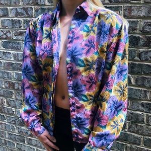 Multi-Colored Floral Notations Button Down